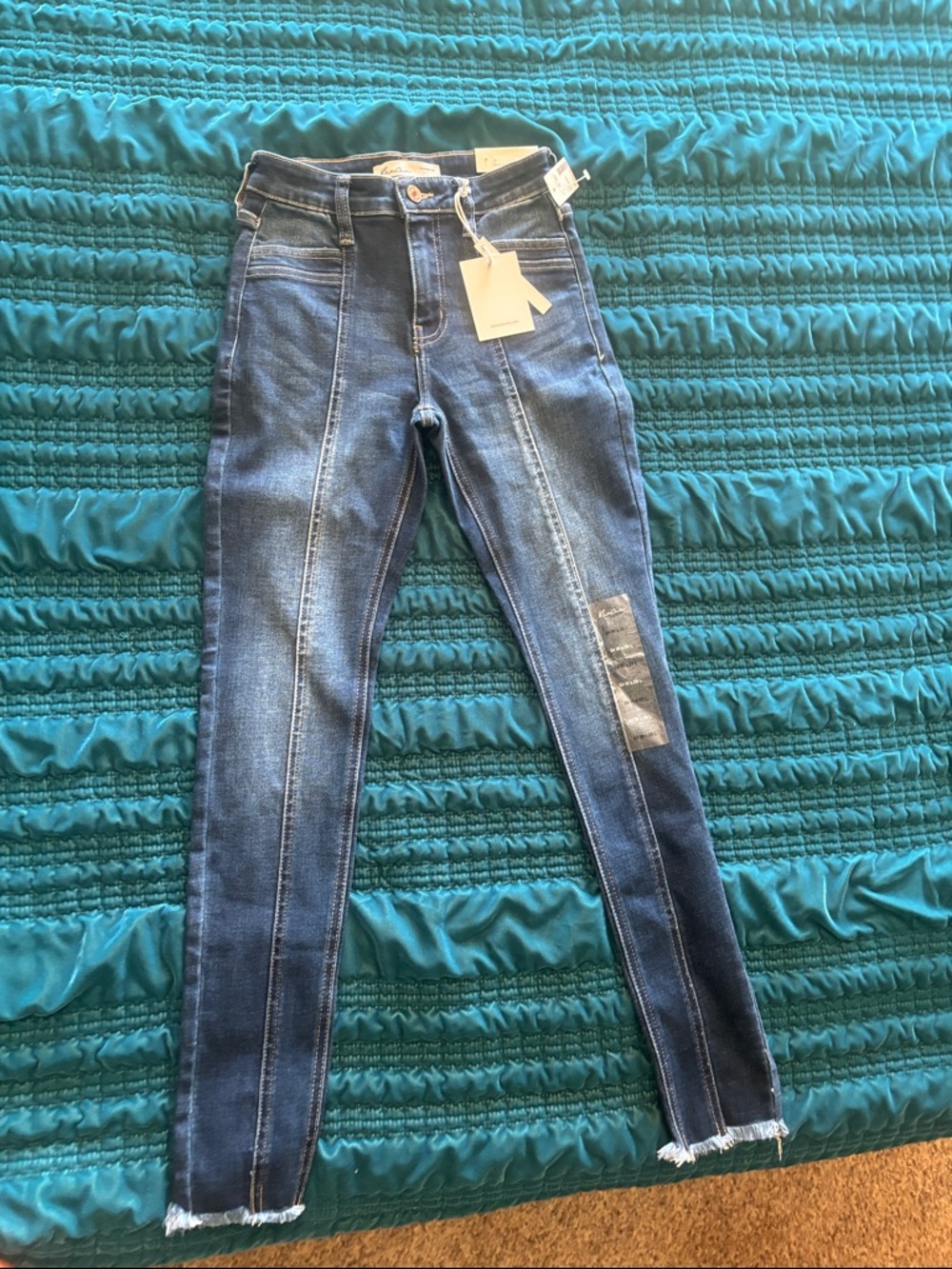 Kancan Dark Blue High-Rise Skinny Jeans with Front Seams